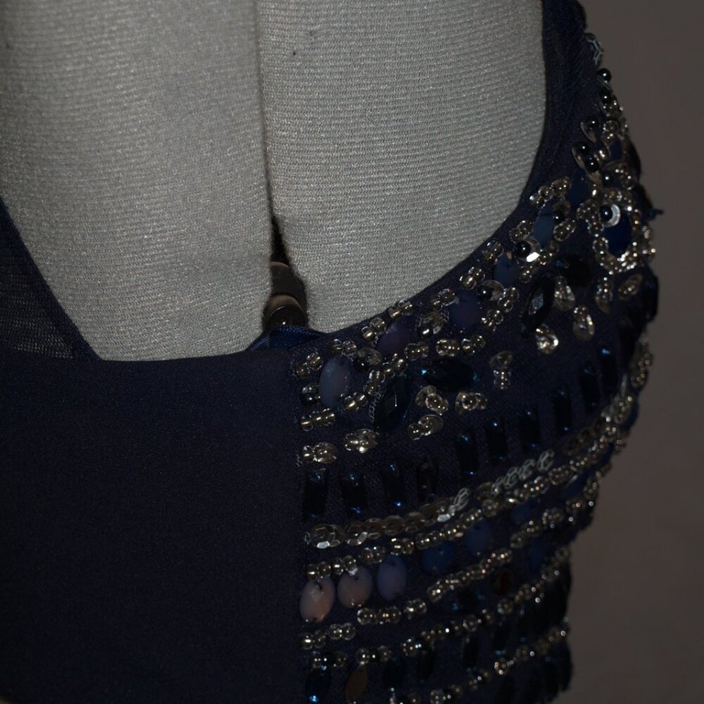 Blue Jeweled HALTER TOP Size 3 BY SEQUIN HEARTS USED FOR PHOTO SHOOTS - Picture 5 of 10